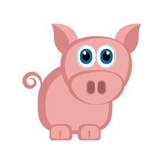 Isolated cute pig. Farm animal. Vector illustration design