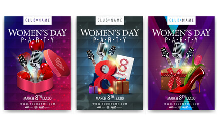 Three modern posters for women's day for parties