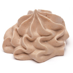 Chocolate cream swirl isolated on white background cutout