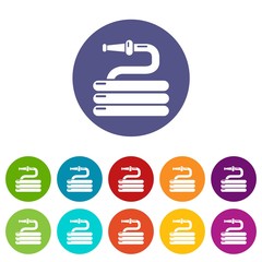 Obraz premium Garden watering hose icons color set vector for any web design on white background
