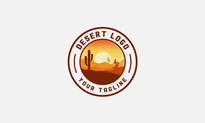 desert logo design, outdoor, landscape, cactus, sunset