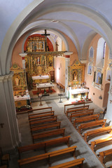 Le choeur depuis le narthex. Eglise Notre-Dame de la Gorge. Les Contamines-Montjoie. / The choir...