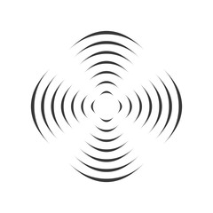 Pattern with symmetric geometric ornament for spinning propeller. black circle lines. 3d optical illusion effect. Vector illustration isolated on white background. © CarryLove