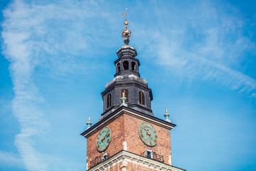 Obraz premium closeup of Town Hall Tower in Krakow, Poland
