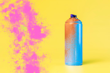 street art spray can and color splash on the background concept b
