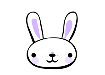 Happy easter greeting card background with cute bunny wear glasses with copy space. Vector illustration in hand drawing sketch outline hipster style