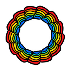 Obraz premium Rainbow colors hand drawn mandala in abstract style
