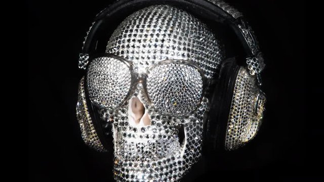 skull headphones music diamonds skeleton
