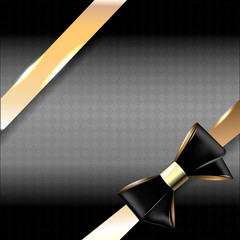 Black bow ribbon decor element package.