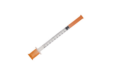  insulin syringe . isolated on white
