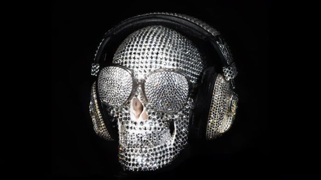 skull headphones music diamonds skeleton