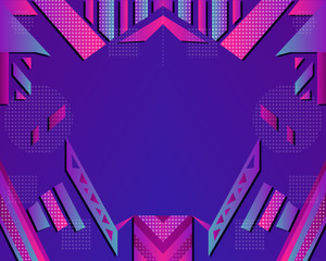 Futuristic geometric symmetric background with triangles, rectangles, round textures. Dynamic...