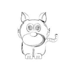 Sketch of a cute cat. Vector illustration design