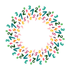 Numbers colorful wreath mandala hand drawn illustration