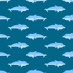 Seamless pattern with dolphin. Vector illustration.