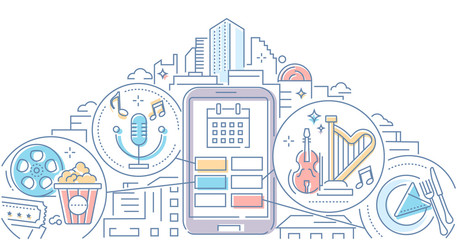 Entertainment - modern colorful line design style illustration
