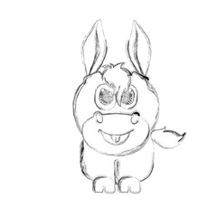 Sketch of a cute donkey. Vector illustration design