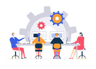 Technical support - flat design style colorful illustration