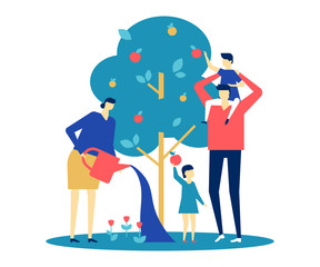Happy family - flat design style colorful illustration