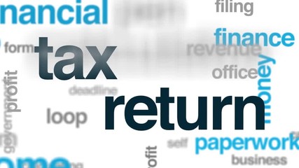 Tax return animated word cloud. Kinetic typography.