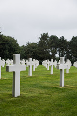 Normandy American military cemetery and memorial at Omaha Beach, Colleville-sur-Mer, Normandy, France - vertical shot