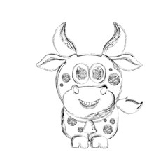 Sketch of a cute cow. Vector illustration design
