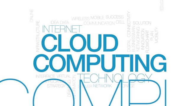 Cloud computing animated word cloud. Kinetic typography.