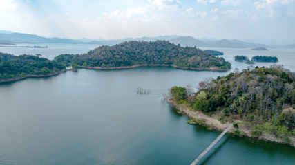 Kaeng Krachan Dam national park, Phetchaburi province, Thailand in aerial view from drone