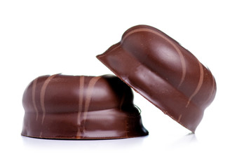 Chocolates with souffle on a white background. Isolation