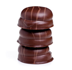 Chocolates with souffle on a white background. Isolation
