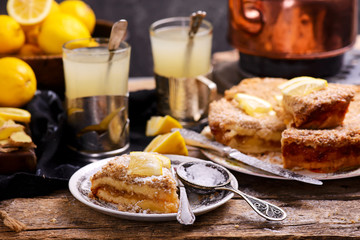 Lemon coffee cake.style rustic.selective focus