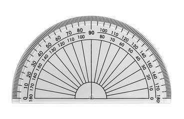 semicircle transparent ruler isolated on white, with clipping path - obrazy, fototapety, plakaty