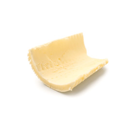 Butter curl on white background