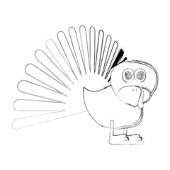 Sketch of a cute turkey. Vector illustration design