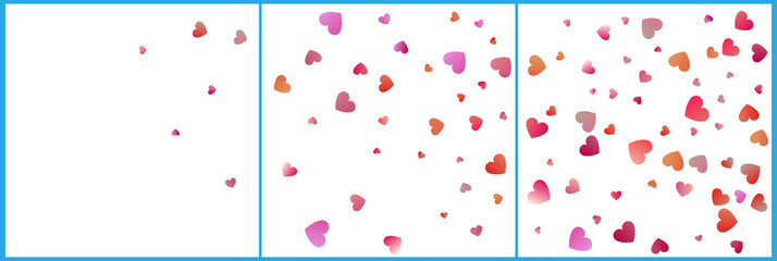 Red and pink hearts confetti celebrations. Simple festive modern design. Holiday vector set