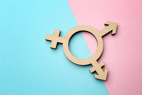 Symbol of transgender on color background