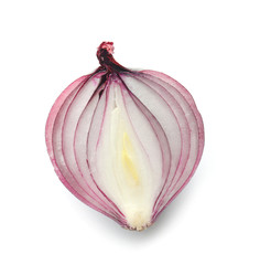 Onion half on white background