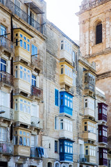 Fototapeta na wymiar Old beautiful houses in Valetta, Malta