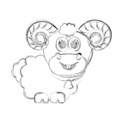 Sketch of a cute goat. Vector illustration design