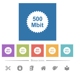 500 mbit guarantee sticker flat white icons in square backgrounds