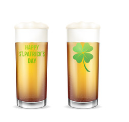 St. Patricks Day Concept. Realistic beer set.
