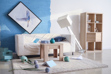 Interior of flat after earthquake