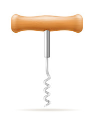 corkscrew for opening a cork in a wine bottle vector illustration