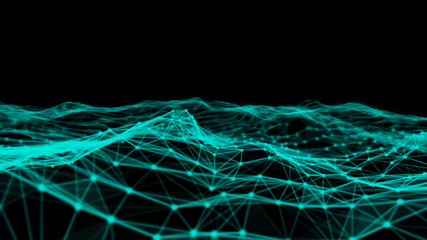 Blurry Global digital Network, abstract background.Wireframe of network communications. Digital...
