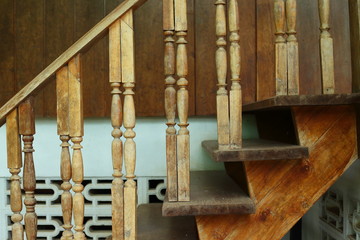 wooden balustrade and banister carve design of staircase