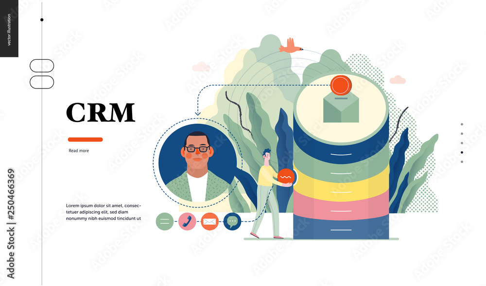 Wall mural technology 1 - crm customer relationship management - modern flat vector concept digital illustratio