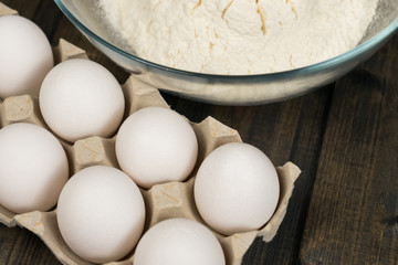 eggs on a wooden background