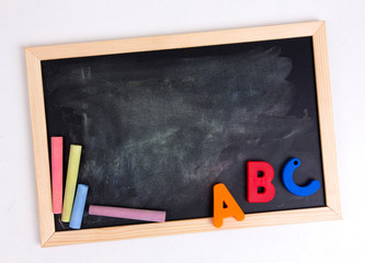Colorful Alphabet On A Blackboard Or Chalkboard