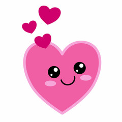 Pink happy smiling heart cartoon