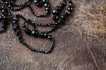 Black necklace closeup